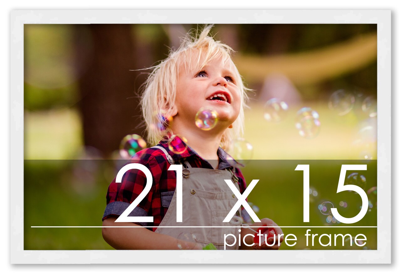 Classic Modern White Picture Frame - UV Acrylic, Backing Board, Hanging Hardware Included